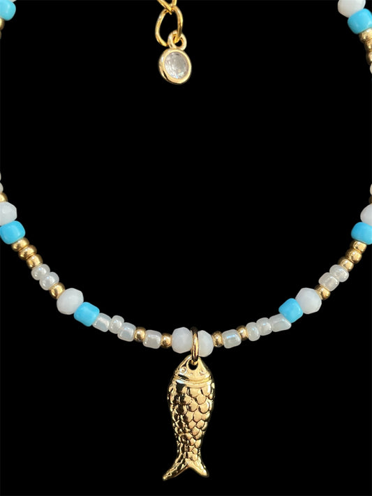 Gold fish charm bracelet