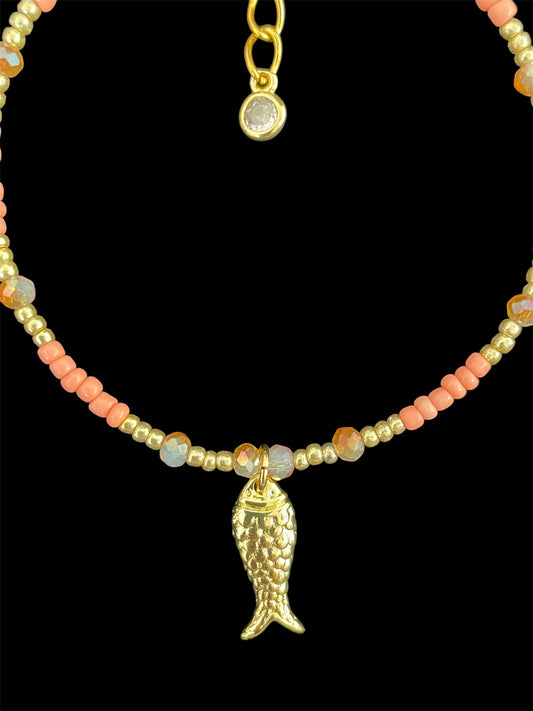 Gold fish charm bracelet