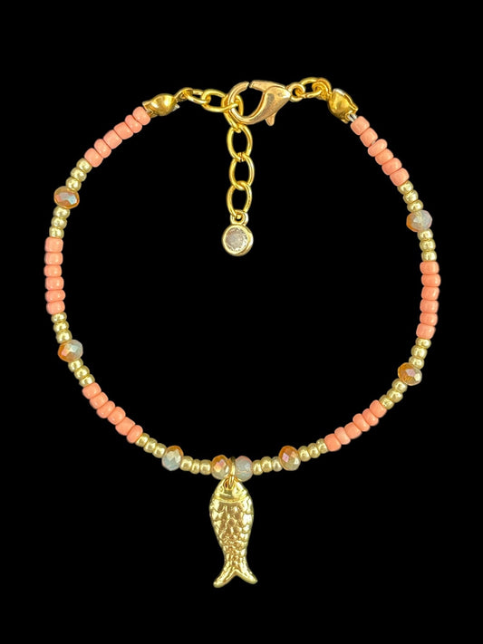 Gold fish charm bracelet
