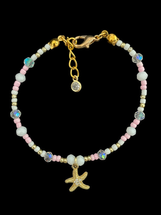 Gold starfish charm bracelet